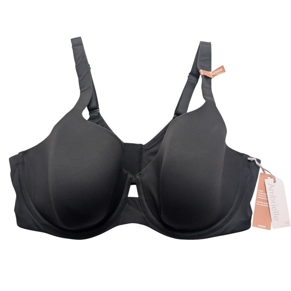 NWT Ambrielle Full Coverage Bra Womens‎ 42DDD Black Super Soft Underwire